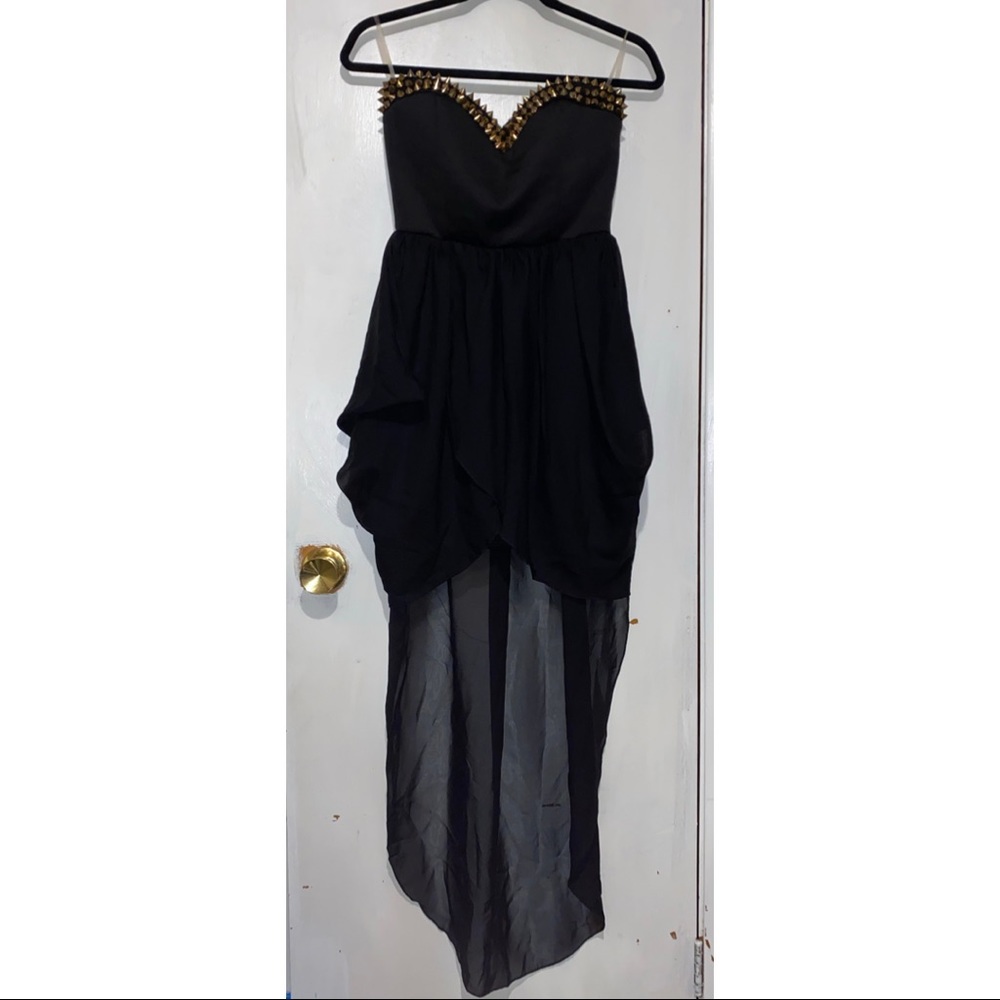 Gold studded black dress